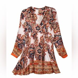 Free People Boho Chic Paisley Dress Festival Babydoll Style